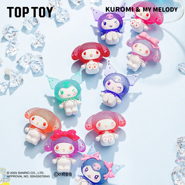 Top Toy – My Melody & Kuromi Ramune - Style Mini Figures Surprise Blind Bags (3pcs per Pack / 10 - Pack Display Wholesale) - Mystery Kawaii Co.