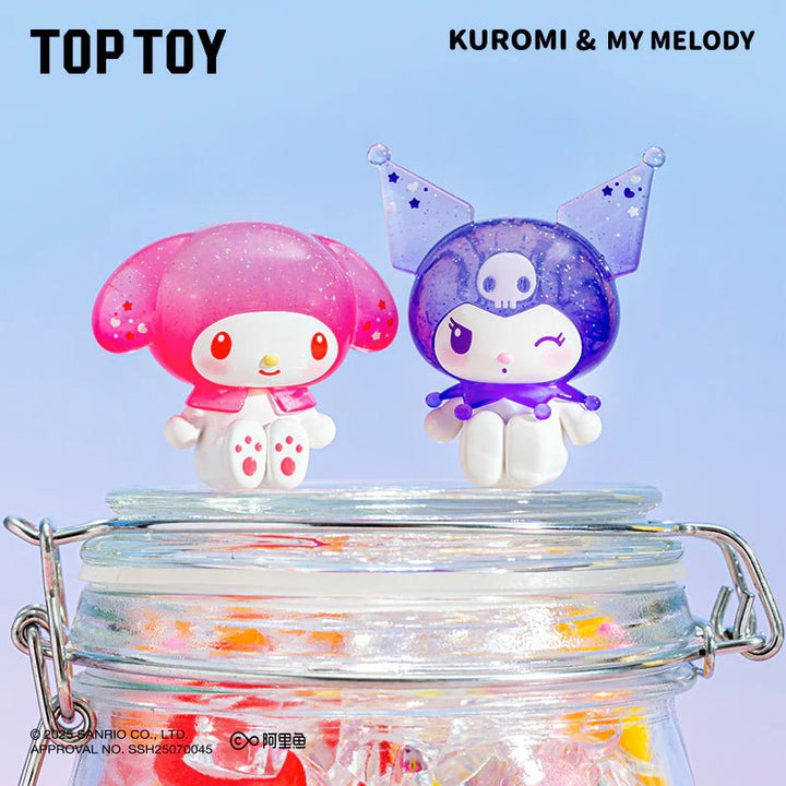 Top Toy – My Melody & Kuromi Ramune - Style Mini Figures Surprise Blind Bags (3pcs per Pack / 10 - Pack Display Wholesale) - Mystery Kawaii Co.