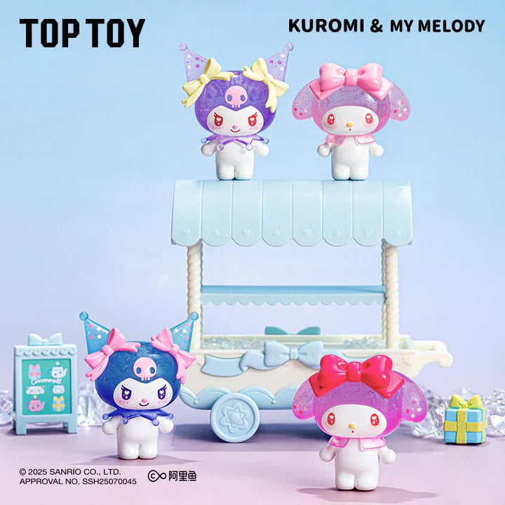Top Toy – My Melody & Kuromi Ramune - Style Mini Figures Surprise Blind Bags (3pcs per Pack / 10 - Pack Display Wholesale) - Mystery Kawaii Co.